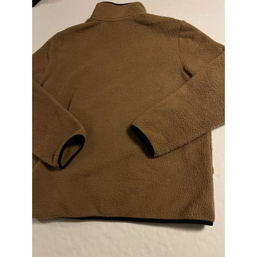 North Face Sherpa Fleece Jacket Full Zip Coat XL Pocket Tan Brown Hiking Outdoor